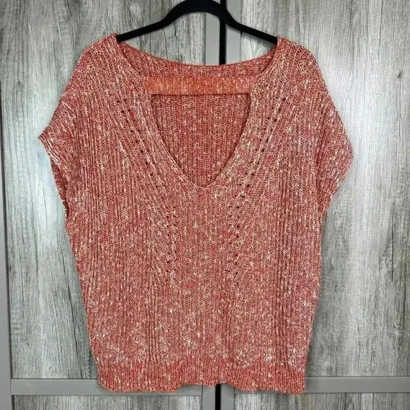 Anthropologie Pilcro Sweater Sleeveless Dropped Shoulder V Neck Back Sz S - Picture 5 of 11